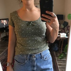 VTG Green Floral Top